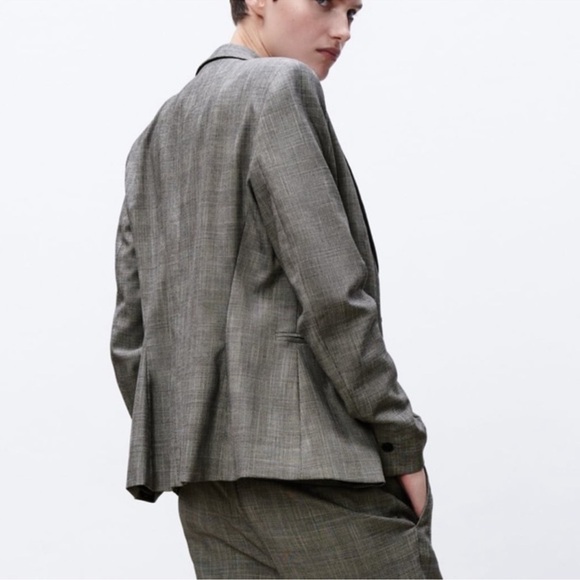 Zara Gray Plaid Tailored Blazer sz 6 - Picture 5 of 13